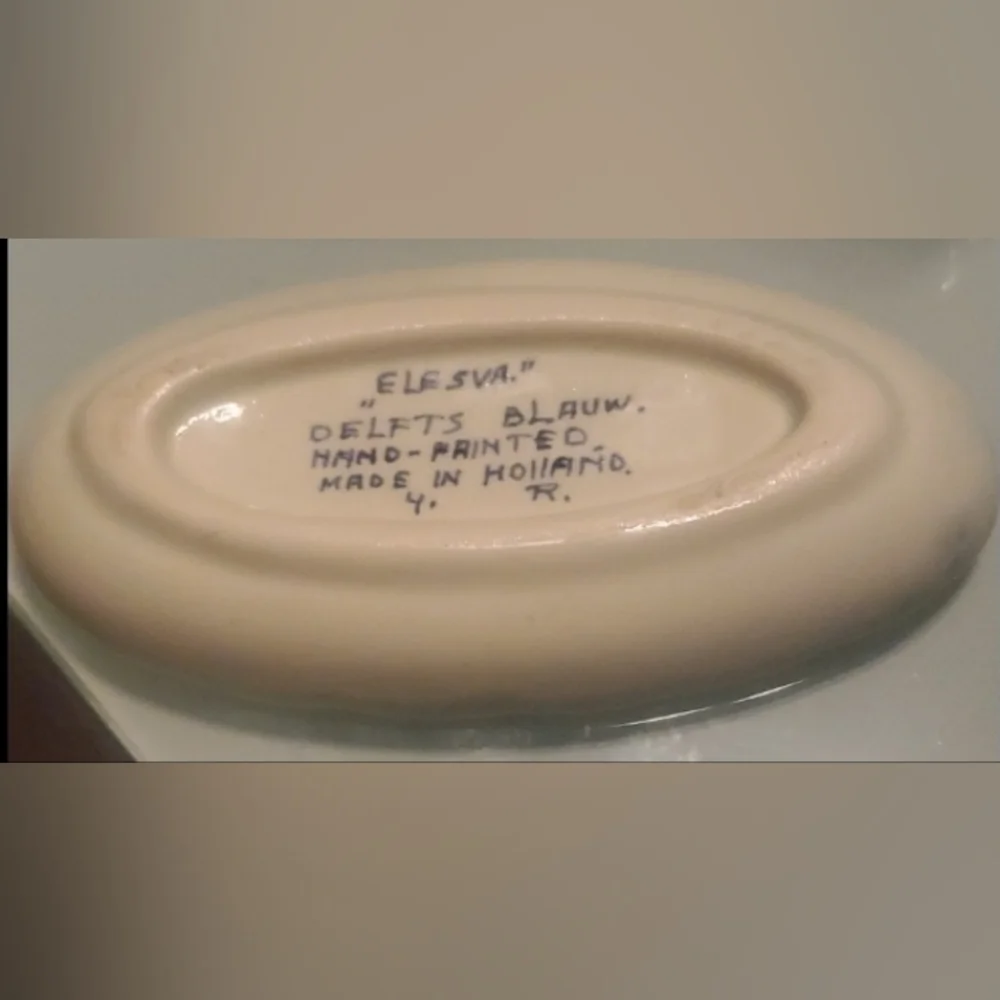 Hand-Painted Delft Blue Oval Dish Elesva Delfts Blauw Handpainted‎ Holland Made